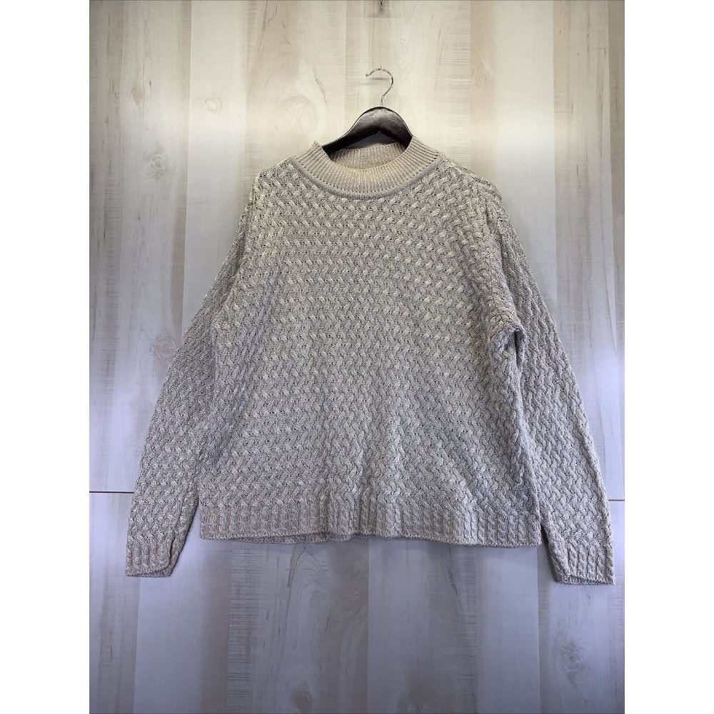 Vintage 1980-90s Cotton Forever USA Made Cream Knit Sweater Womens XL-6854